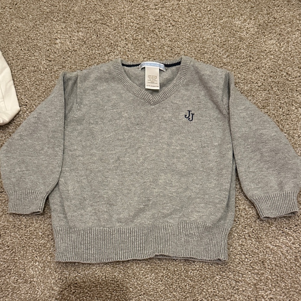 Janie and Jack Gray V-Neck Sweater